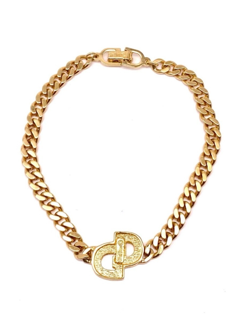 Authentic Vintage Dior Classic CD Logo Monogram Pavé Gold Cuban Link Bracelet - Picture 3 of 6